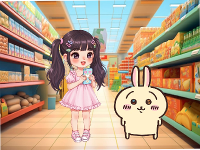 usagi firs time going to the  supermarket